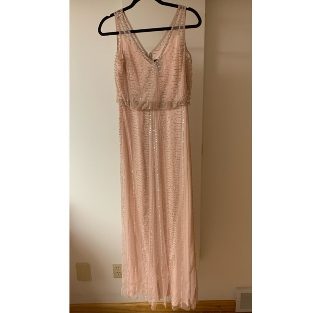 Adrianna Papell Blush Pink Sequin Evening Dress